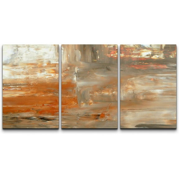 wall26 Canvas Print Wall Art Set Gray & Orange Paint Smudge Strokes Abstract Shapes Illustrations Modern Art Bohemian Colorful Multicolor Ultra for Living Room, Bedroom, Office - 16"x24&quot