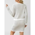 thumbnail image 6 of Womens 2 Piece Preppy Cardigan Skirt Outfits Casual Long Sleeve Button Down Knit Top Bodycon Skirt Set White S, 6 of 7
