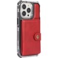 thumbnail image 2 of Compatible with iPhone 13 Pro Max Wallet Case with Card Holder PU Leather Kickstand Wrist Strap Shockproof Protective Cover for Women Man Red, 2 of 12