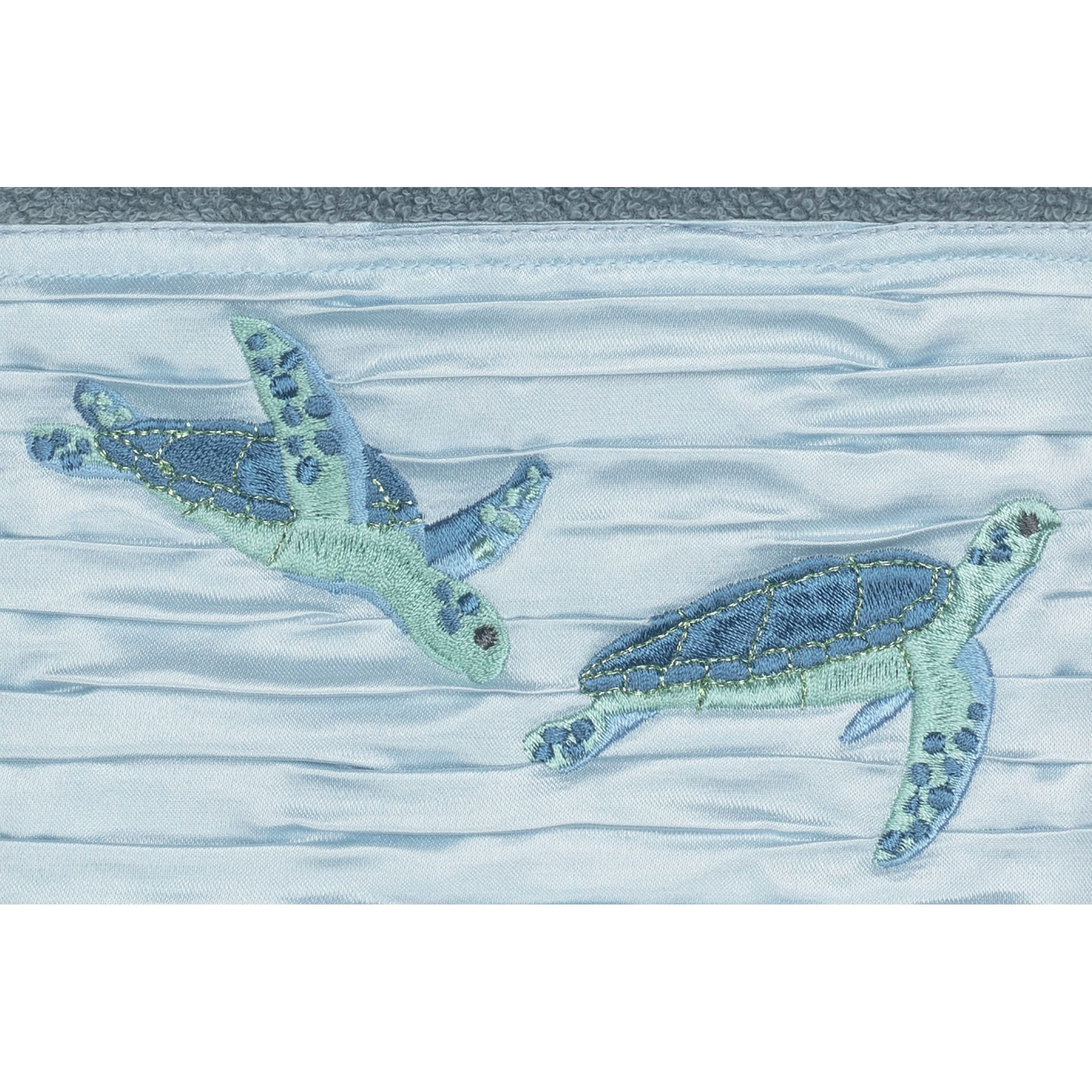 Authentic Hotel and Spa  Turkish Cotton Turtles Embroidered Teal Blue 4-piece Hand Towel Set
