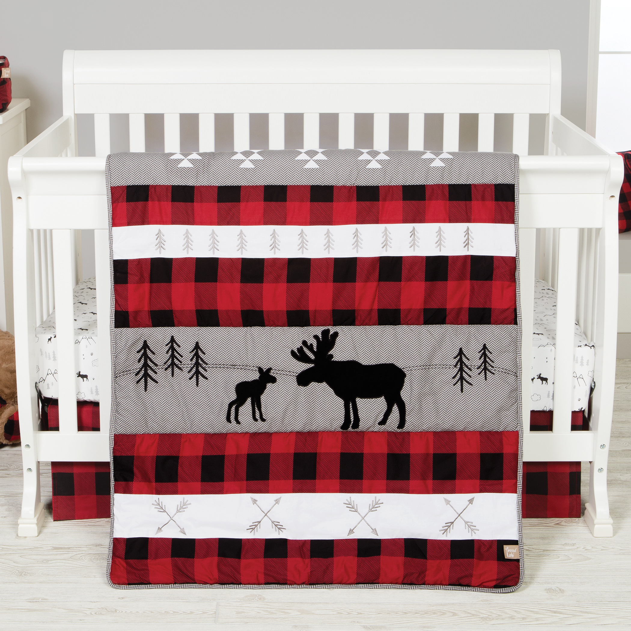 Trend Lab Unisex Lumberjack Moose 3 Piece Crib Bedding Set. Infant, 200 Thread Count - image 2 of 9