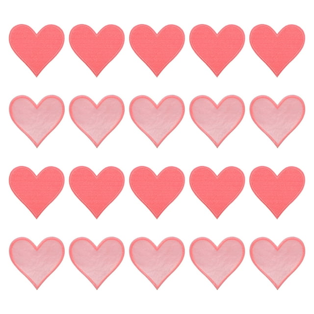 Unique Bargains Hearts Patches Hot Pink Iron-On Patch Sew Embroidered Applique 2.8x2.68 Inch Clothing Repair Backpack 20Pcs