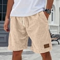 thumbnail image 2 of Nestiefly Cotton Linen Shorts Men Elastic Waist Knee Length Beach Shorts Lightweight Big and Tall Casual Short with Pockets Khaki 4XL, 2 of 10