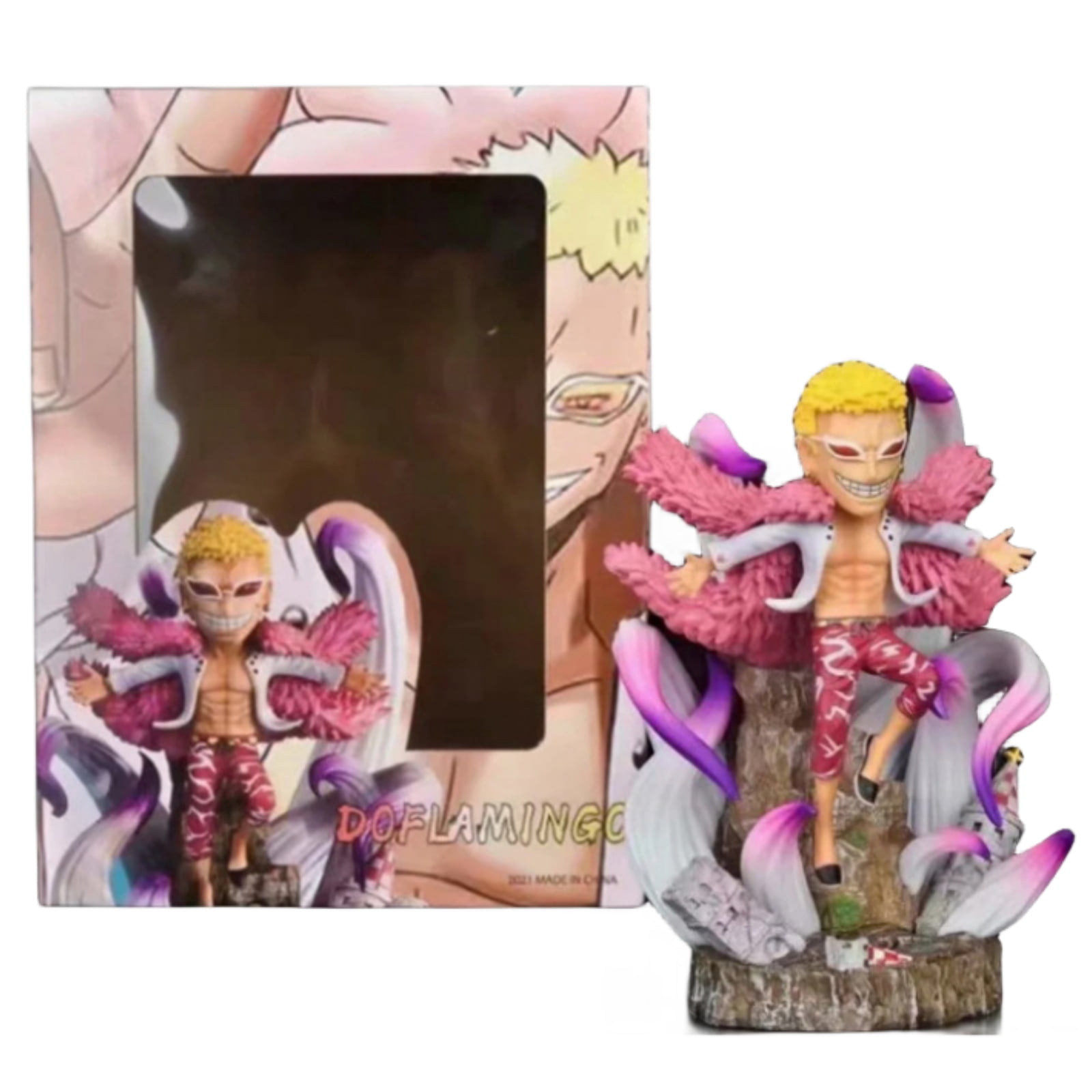 Njube Trumpet Donquixote Doflamingo Figure Anime Doll with Accessories Anime Character Model PVC Material Decoration Gift 5.51inch