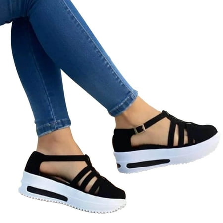 

Women s Casual Closed Wedge Sandals Comfy Fashion Solid Color Sandals Adjustable Lightweight Shoes for Summer Beach