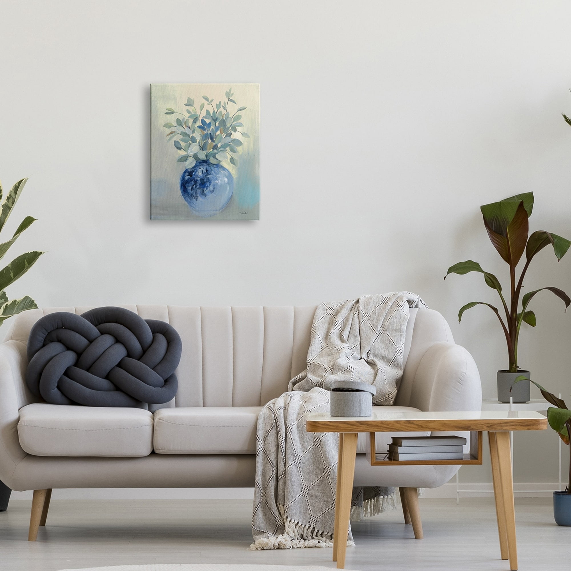 Stupell Industries Wild Botanicals Plant Sprigs Rounded Blue Bowl,16 x 20, Design by Silvia Vassileva