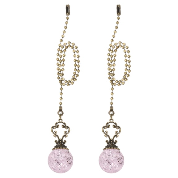 Uxcell 2 Pcs 15" Crystal Ceiling Fan Pull Chain, Pink ( Ball)