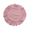 thumbnail image 1 of Mantel individual rústico de color puro, redondo, con ribete de volantes, de algodón lavado suave, para mesa de comedor, cocina, fiesta, decoración rústica de mesa, 1 of 8