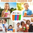 thumbnail image 6 of Slushie Cup, 2 Pack Slushy Maker Cup, Frozen Magic Squeeze Cups for Juice Milk Yogurt Ice Cream Make, DIY Smoothie Cooling Cup with Lid & Straw for Kids Friends Family (Blue+Pink), 6 of 10