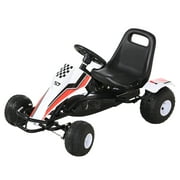 Aosom Pedal Go Kart Children Ride on Car Racing Style with Adjustable Seat, Plastic Wheels, Handbrake and Shift Lever, Black