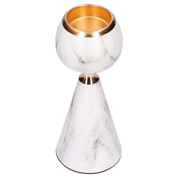 Adorno De Candelabro De Metal De Estilo Nórdico Esférico Textura Simple Moderna Patrón De Mármol De Imitación Portavelas De Hierro Forjado Mesa De Comedor Decoración De Escritorio Eigraketly HA028052-01