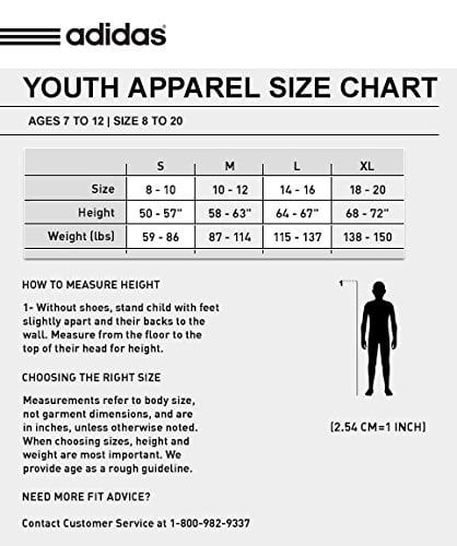 adidas kids clothing size chart
