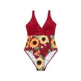 thumbnail image 5 of Luiryar Women Summer One-piece Swimsuit Sunflower Printing V-neck High Waist Tie Up Sleeveless Backless Swimwear, 5 of 6