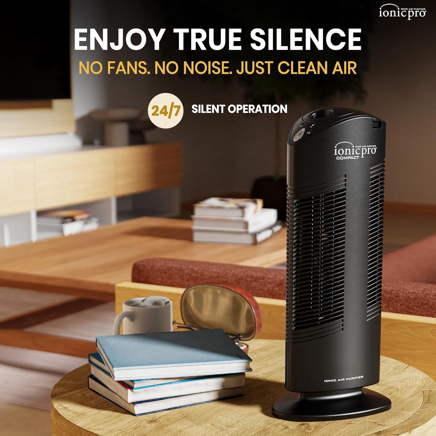 Ionic Pro Compact Ionic Air Purifier, 250 sq ft Room Capacity, Two Speeds