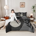 thumbnail image 4 of Homewish Tree Leaves Bedding Comforter Set 2pcs for Boys Girls,Minimalist Geometric Stripes Lines Twin Comforter Sets Microfiber,Retro Vintage Aesthetic Breathable Bedding Set, 4 of 8
