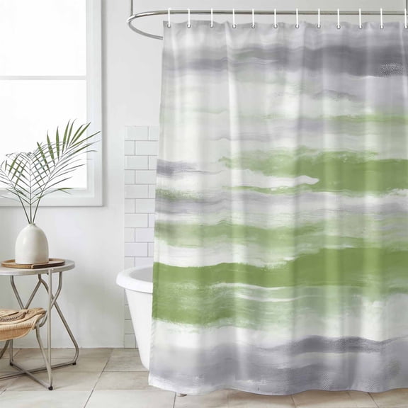 Sage Green Gray Waterproof Fabric Shower Curtain,Neutral Abstract White Ombre Texture Waterproof Fabric Shower Curtain for Bathroom Curtains Bathtubs Hotel Shower Curtains with 12 Hooks Stall 48x72in