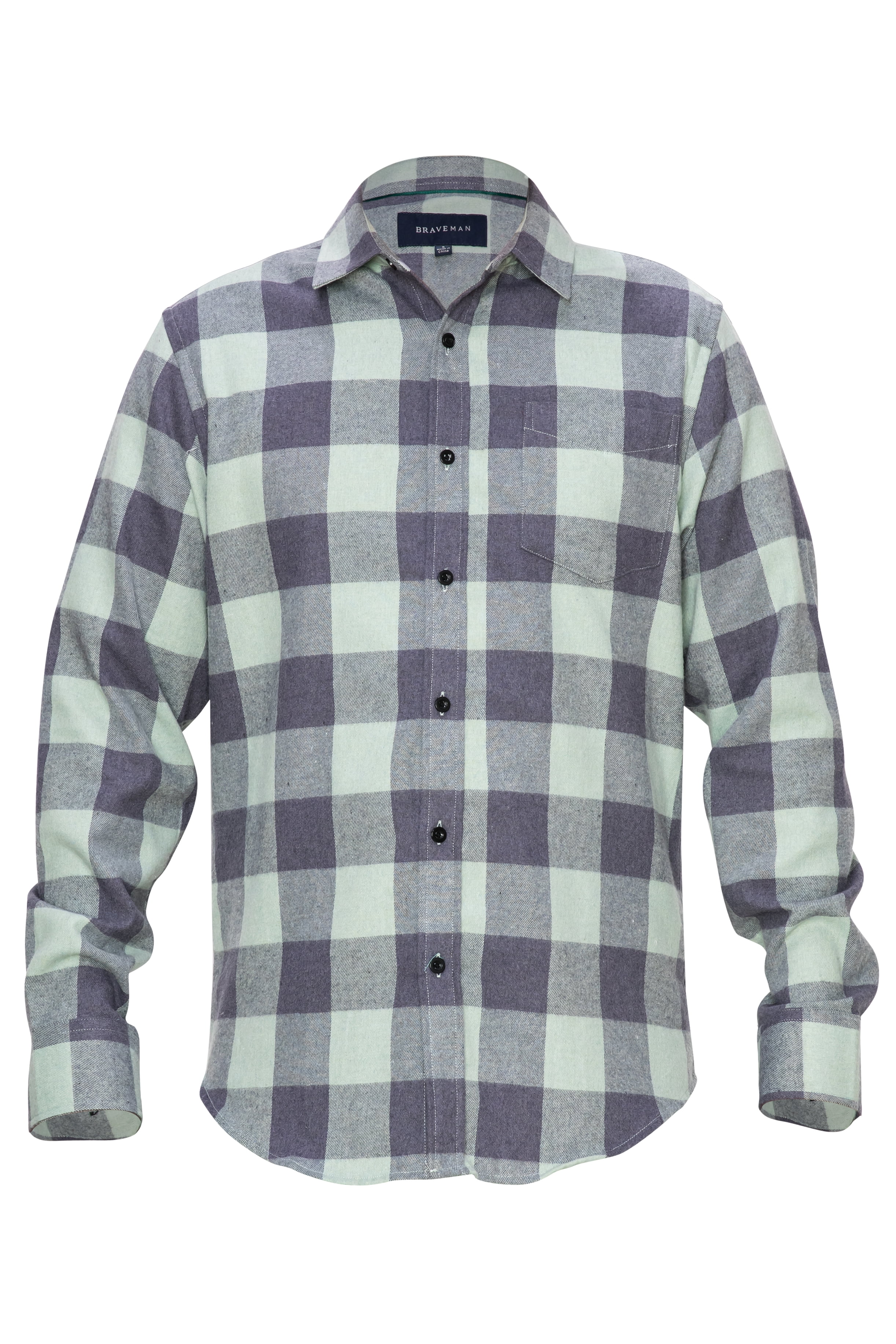 Braveman Men's Buffalo Plaid Button Down Flannel Shirt