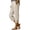 Beige, variant on Women's Cotton Linen Capri Pants, Drawstring Waist Side Slit Casual Cropped Pants, Button Detail Boho Summer Pants for Daily Wear, Workout, Hiking and Relaxed Outfits Beige L