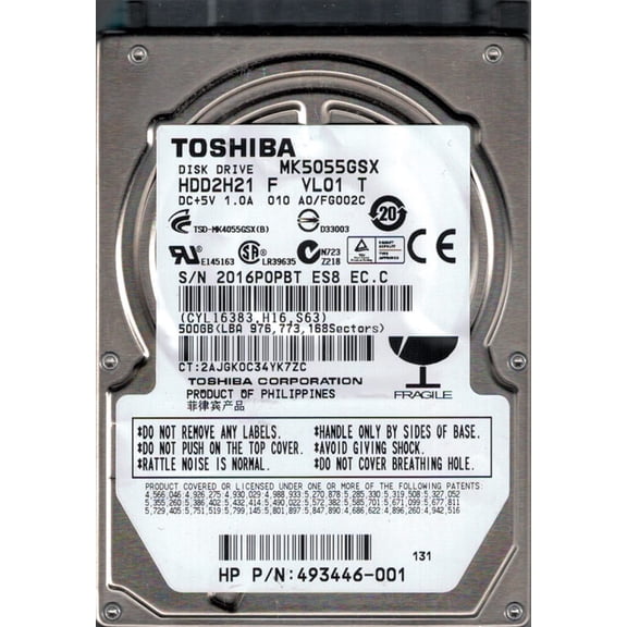 MK5055GSX HDD2H21 F VL01 T Toshiba 500GB