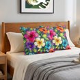 thumbnail image 6 of Pillow Covers 18x18 Set of 2, Colorful Flowers Throw Pillow Covers Decorative Couch Cushion Cover, Spring Floral Watercolor Blue Microfiber Soft Square Pillowcases for Bedroom Living Room Sofa, 6 of 9