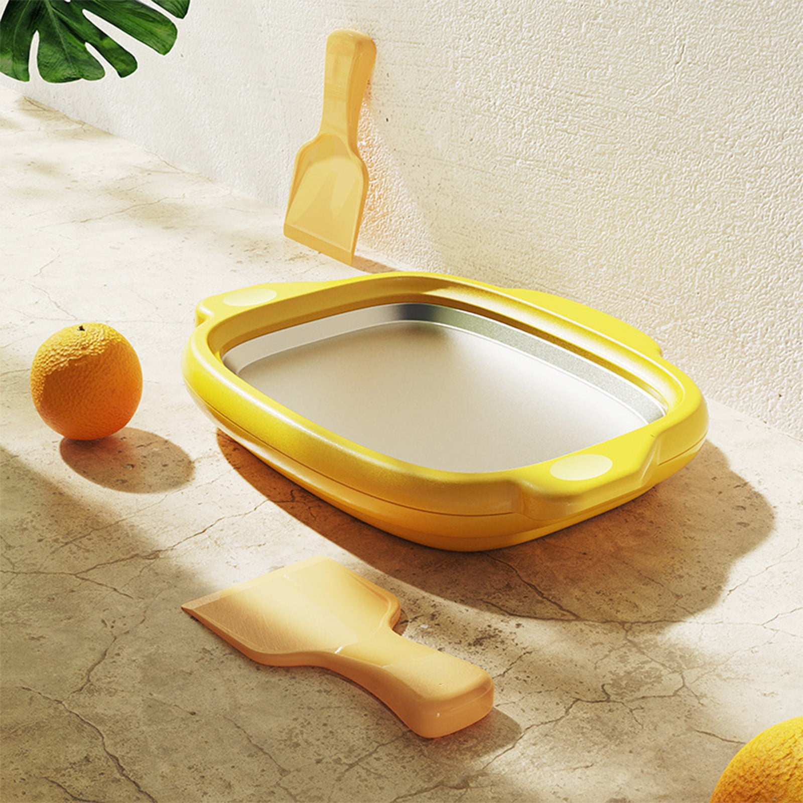 1Pc Rolled Ice Cream Maker,Ice Roll Maker Plate With 2 Spatulas,Instant Cold Plate Rolled Ice Machines For Homemade DIY Smoothies,Frozen Yogurt Rolls Tray,Instant Gelato Pan/Roll,Yellow,9.92x7.67"