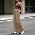 thumbnail image 5 of WIZUTIZ Women's High Waist Wide Leg Trousers Elastic Waist Drawstring Side Stripe Pockets Full Length Casual Loose Pants Street Style Elegant, 5 of 7
