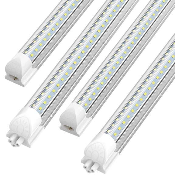 CNSUNWAY T8 LED Shop Lights 4FT, V Shape 45W 6000K 6300LM, Clear Cover, 4 Pack