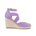 thumbnail image 3 of BLISSFUL STEP Women's Espadrilles Wedge Sandals Platform Close Toe Cross Strap Sandal Purple 9, 3 of 8