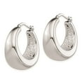 thumbnail image 2 of 925 Sterling Silver Polished Rhodium Plated Hollow Hoop Earrings; for Adults and Teens; for Women and Men, 2 of 3