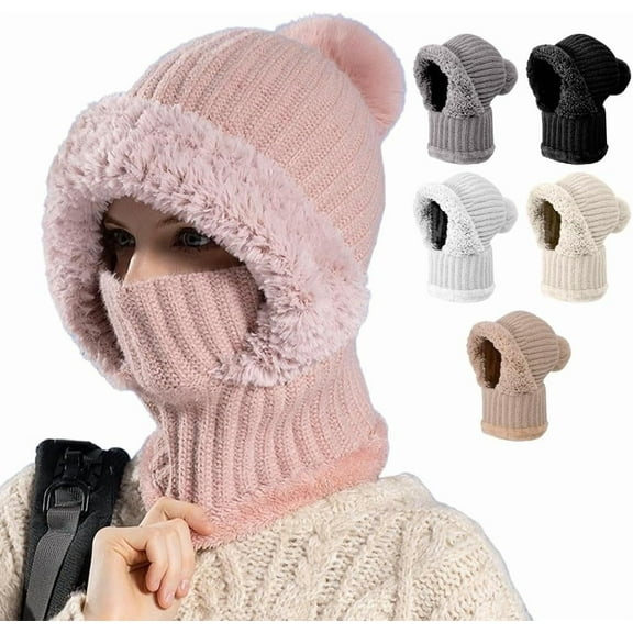 3 in 1 Beanie Hat For Women, Upgrade 3 in 1 Beanie Hat with Scarf and Mask, Fall Winter Warm Knitted Ski Scarf and Mask Set