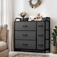 thumbnail image 5 of ModFusion Wide Chest of Drawer, Fabric Dresser with 7-Easy Pull Fabric Drawers, Sturdy Frame & Wooden Top, Black, 5 of 9