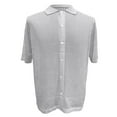 thumbnail image 4 of MIXUE Mens Casual Button Down Shirts Solid Color Lapel Summer Fashion Short Sleeve Shirt Tops Outwear,Silver,M, 4 of 5