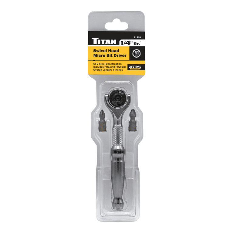Titan 1/4 in. Drive Swivel Head Micro Bit Driver - Walmart.com