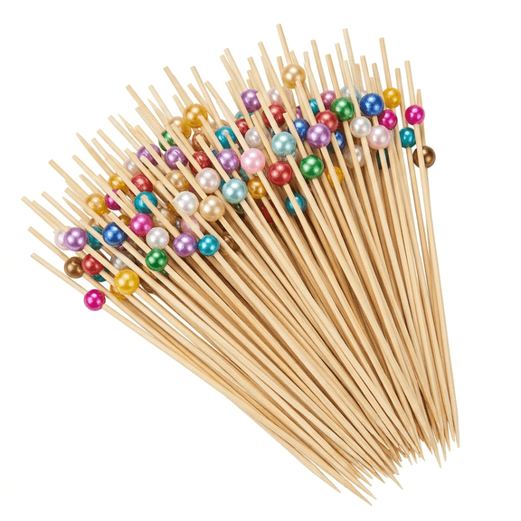 ROSEXIXI 300pcs Colorful Pearl Toothpicks Appetizer Picks Bamboo Fruit Skewers for Cocktail Decor