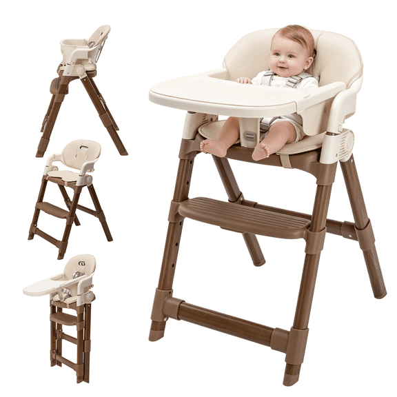 suihuooo Convertible Baby High Chair with Multi-Use Foldable and Adjustable Legs for Babies and Toddlers,Khaki