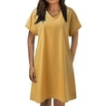 thumbnail image 3 of B91xZ Robe Grande Taille en Denim Mini Robe à Manches Longues, Jaune m, 3 of 5