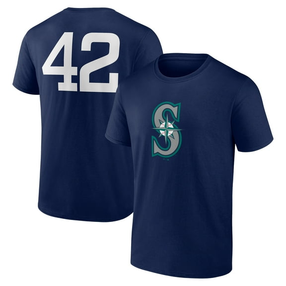 Men's Navy Seattle Mariners Jackie Robinson Day Name & Number T-Shirt