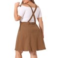 thumbnail image 3 of Agnes Orinda Plus Size Denim Overall Dress for Women Jeans Jumpers Adjustable Strap Suspender Skirts 1X Brown, 3 of 5