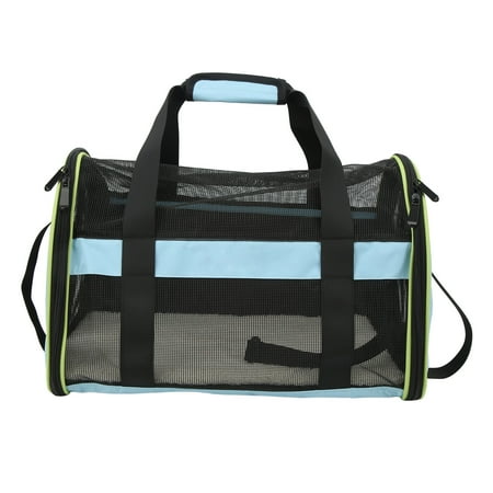 2024 Pet Travel Bag 600D Nylon Cat Dog Carrier Foldable Carrying Bag Adjustable Shoulder Strap Light Blue