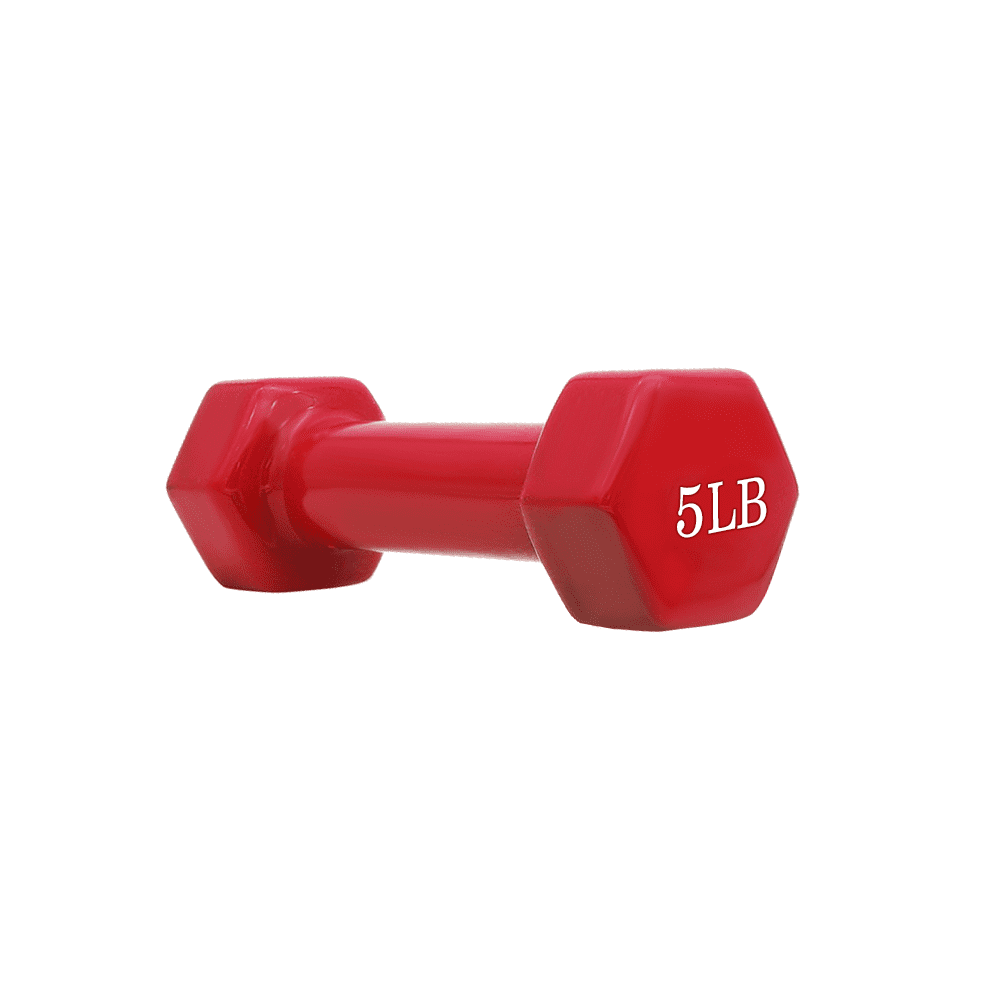 Red Vinyl Coated Dumbbells Fitness Iron Hand Weights 5lb, 1 each