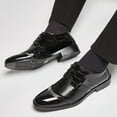 thumbnail image 4 of Men's Dress Shoes Gradient Stripes Business Oxford Shoes Modern Formal Casual Tuxedo Leather Lace Up Mens, 4 of 7
