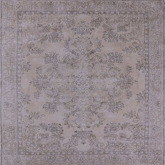 Ahgly Company Indoor Square Mid-Century Modern Rose Purple Oriental Area Rugs, 6' Square