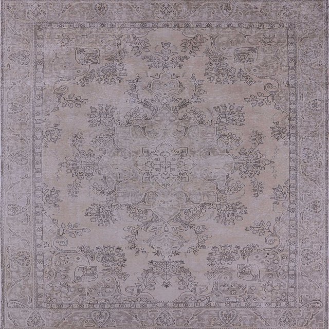 Ahgly Company Machine Washable Indoor Square Industrial Modern Rose Dust Purple Area Rugs, 5' Square