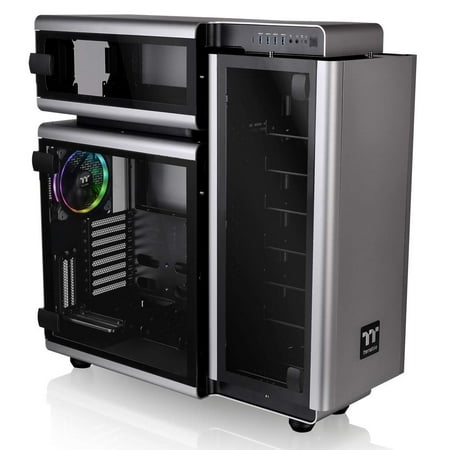 Full Tower Computer Case Thermaltake Level 20 Tempered Glass E-ATX Vertical GPU Trio-Chamber Aluminum Full Tower Modular Gaming Computer Case CA-1J9-00F9WN-00 3 140mm Riing Plus Fan + 2 Lumi Plus LED Strips Pre-Installed ()