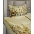 thumbnail image 2 of Ambesonne Paris Fitted & Top Sheet Set with Sham, Vintage Style Landmarks Photo, Beige Pale Camel, 2 of 4