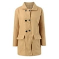 thumbnail image 5 of Women's Winter Wool Mid Length Coat Notched Lapel Buttoned Trench Coat Coat, 5 of 5