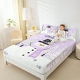 thumbnail image 4 of Manfei Cartoon Xmas Snowman Queen Sheet Sets,Happy New Year Flat Sheet,White Purple Black Queen Fitted Sheet For Kids,Super Cozy Room Decor,4-Piece, 4 of 7
