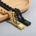 thumbnail image 4 of Brazalete de acero para hombre Qarigey de doble capa decoración de mano color dorado, 4 of 6