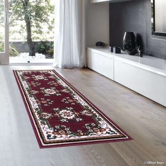 Allstar Burgundy Woven High Quality Rug. Traditional. Persian. Flower. Western. Design Area Rug (2' 0" x 7' 3")