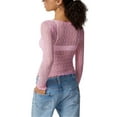 thumbnail image 5 of Women's Summer Long Sleeve Fitted Short Sheer Lace Crop Tops, 5 of 6